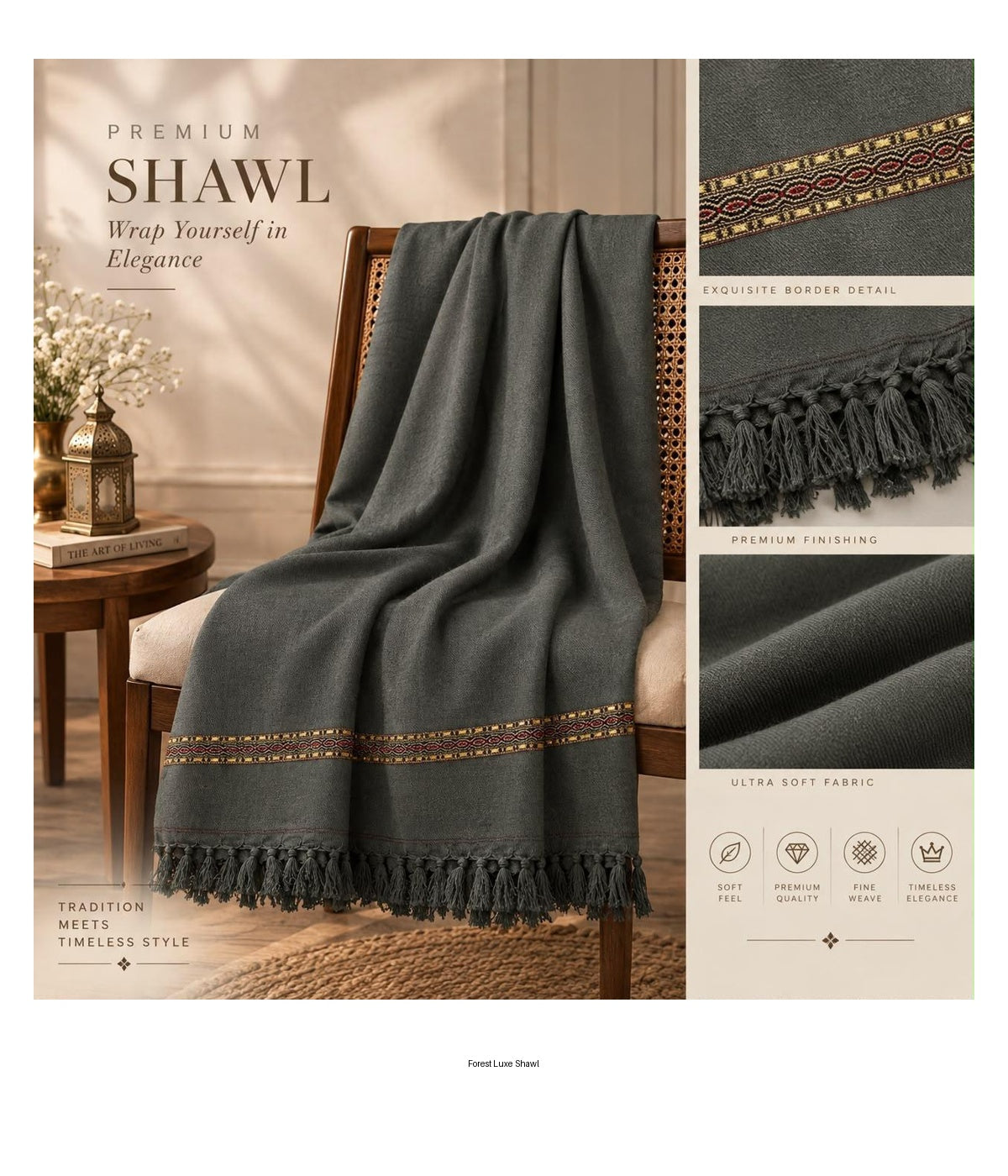 J. Mardana Shawl for Men – Premium Soft Wool Winter Shawl | 3 Yard