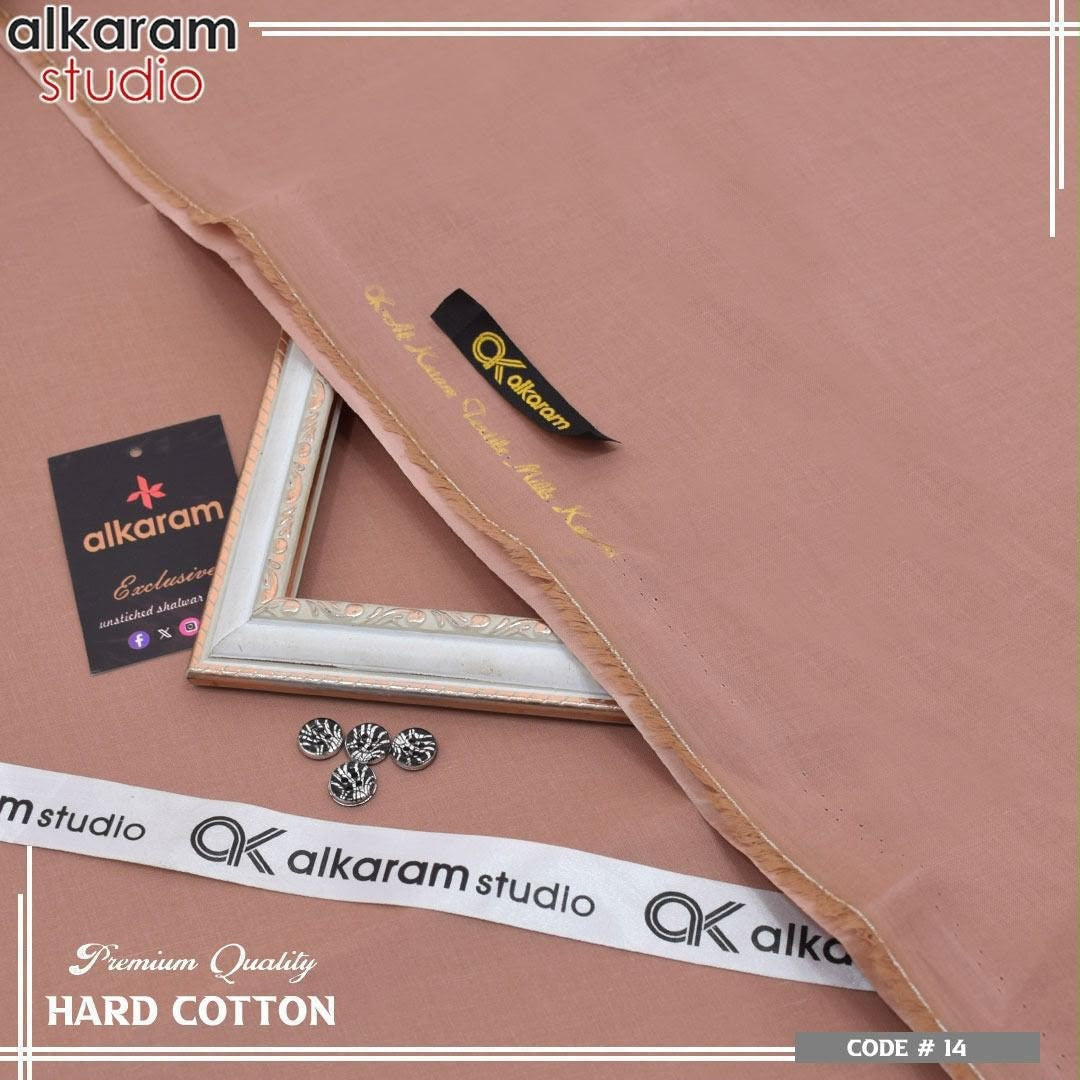 Alkaram Fabrics 4.5 Meter Hard Cotton Unstitched Summer Suit | Color Guaranteed