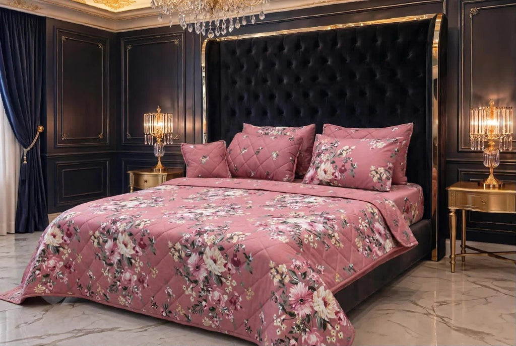 7Pc Printed Comforter Set – King Size Cotton Mix Bedding Set