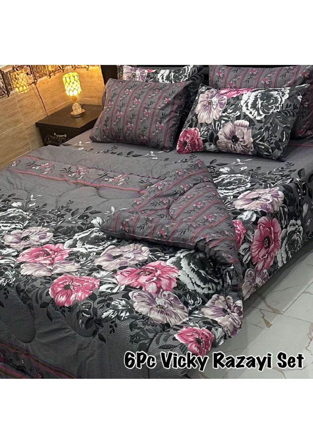 6Pc King Size Vicky Razayi Set – 500 GSM Mix Cotton | Khady's Fabric