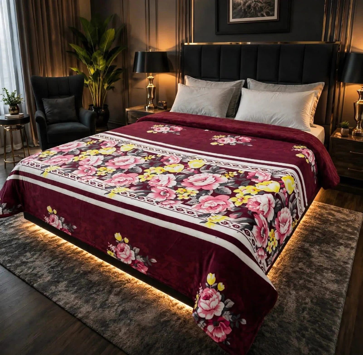 AC Double Bed Blanket Combo – Soft Fleece Blanket 81 x 90 Inch