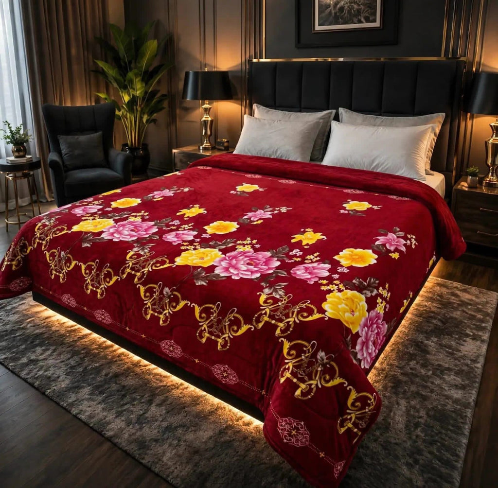 AC Double Bed Blanket Combo – Soft Fleece Blanket 81 x 90 Inch