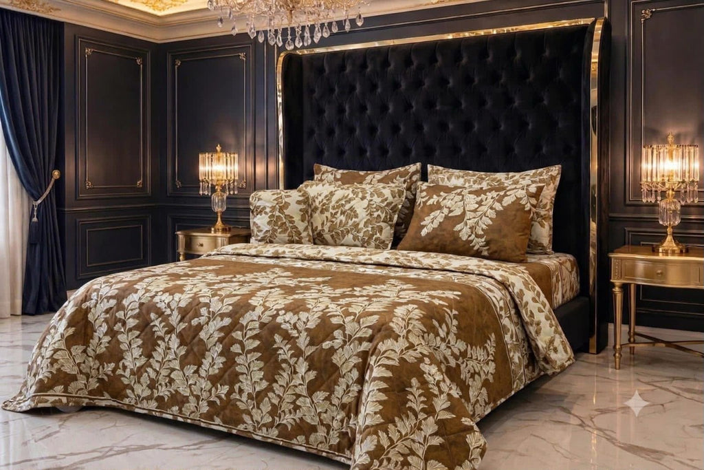 7Pc Printed Comforter Set – King Size Cotton Mix Bedding Set