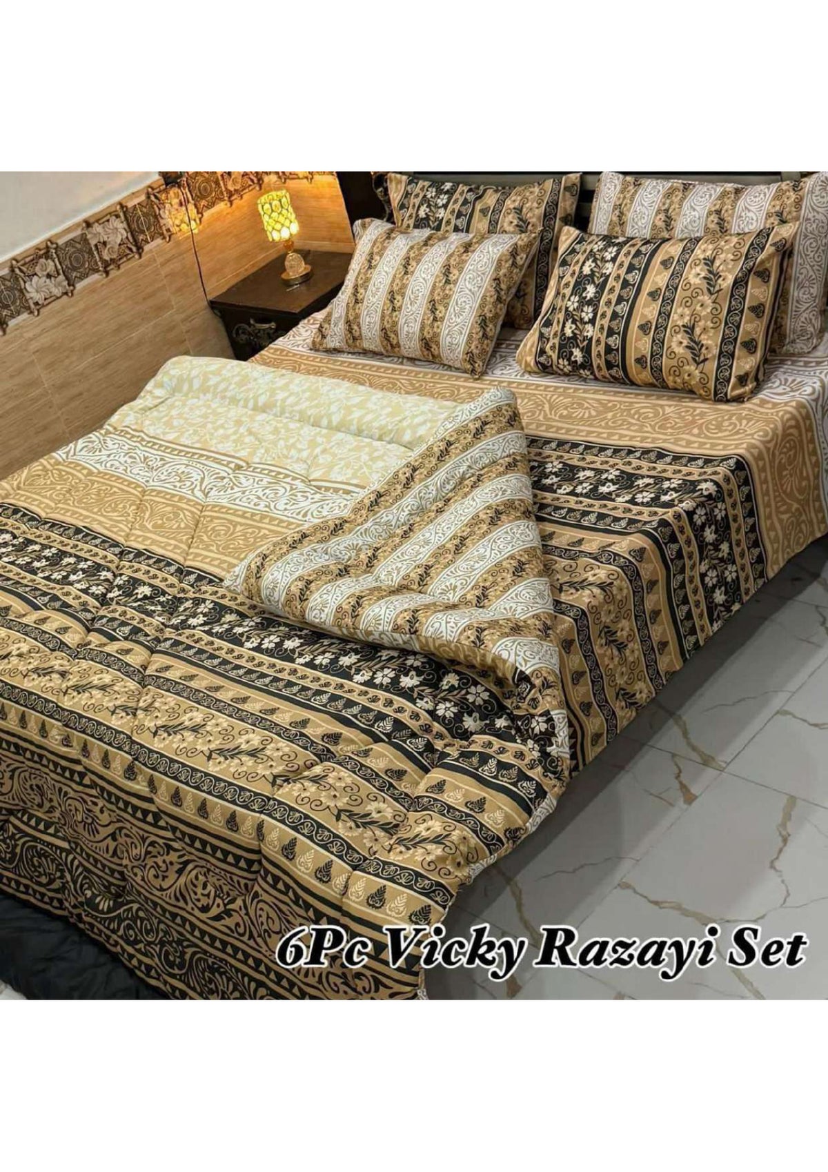 6Pc King Size Vicky Razayi Set – 500 GSM Mix Cotton | Khady's Fabric