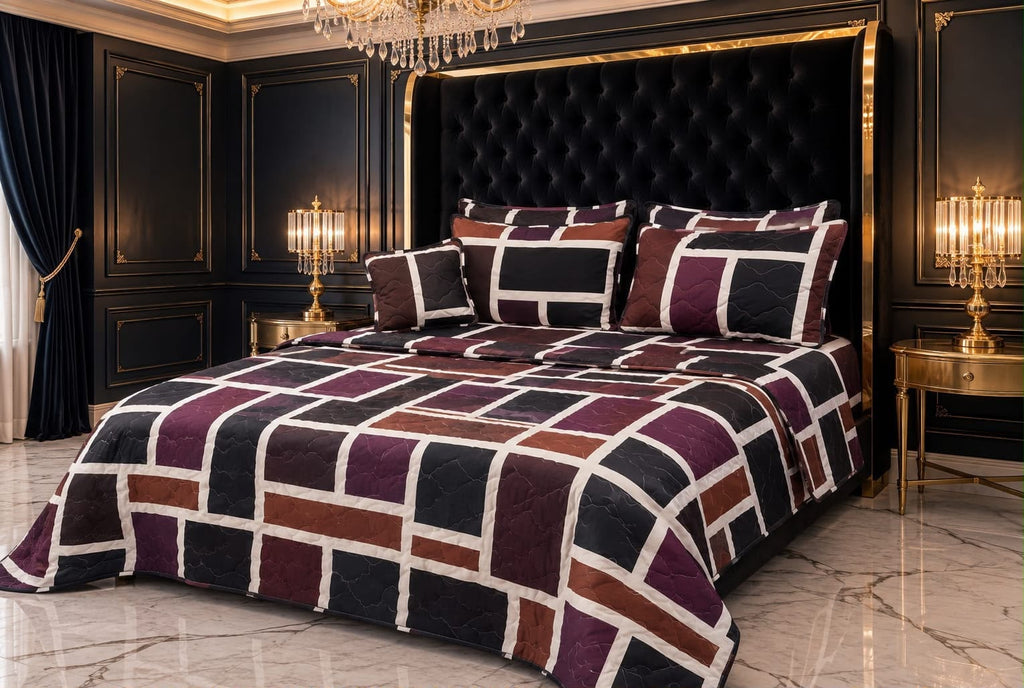7Pc Printed Comforter Set – King Size Cotton Mix Bedding Set