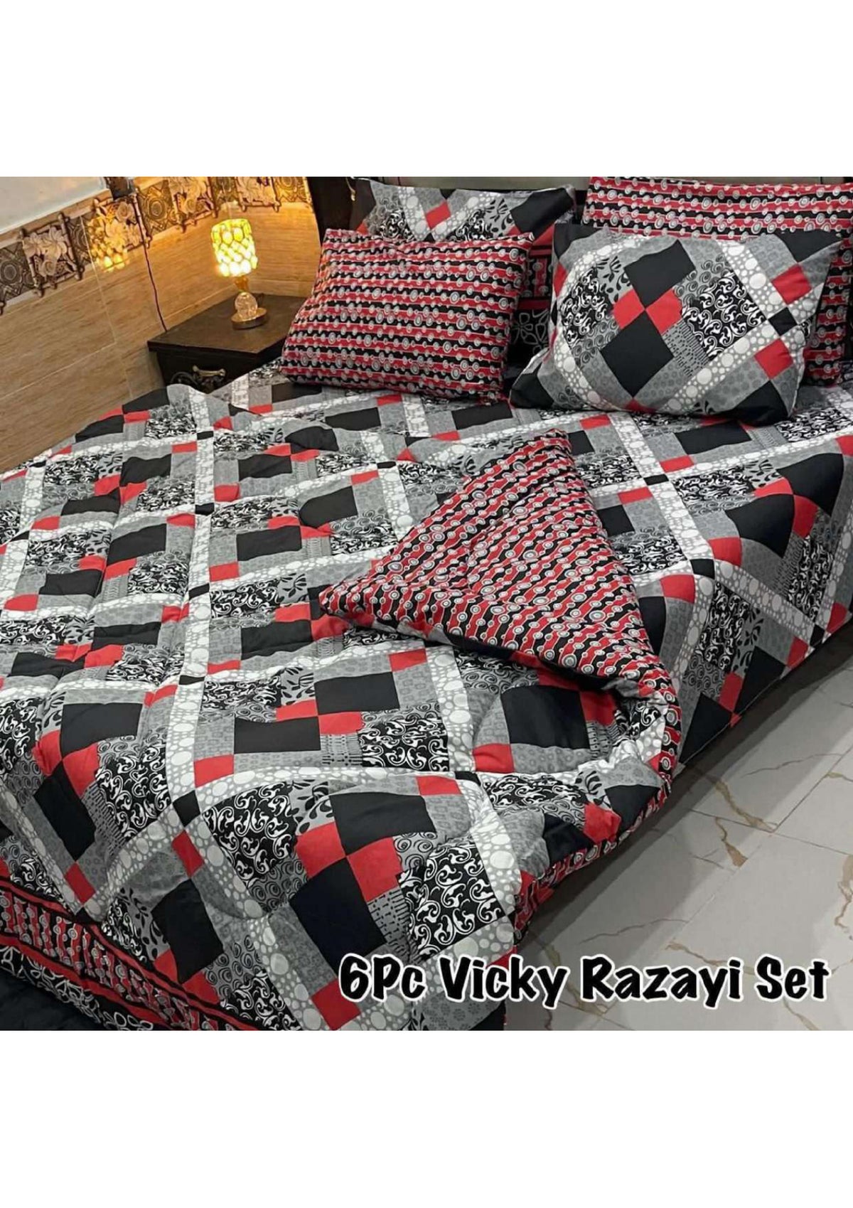 6Pc King Size Vicky Razayi Set – 500 GSM Mix Cotton | Khady's Fabric