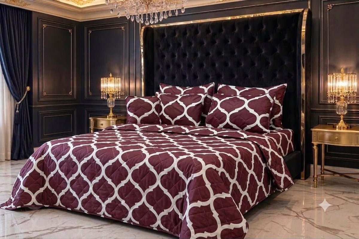 7Pc Printed Comforter Set – King Size Cotton Mix Bedding Set