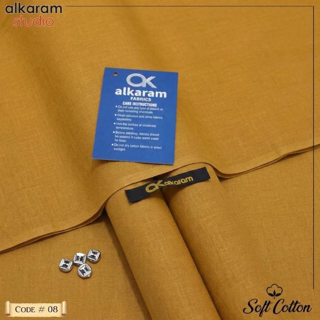 Alkaram Fabrics Soft Cotton 4.5 Meter Summer Unstitched Suit | Color Guaranteed