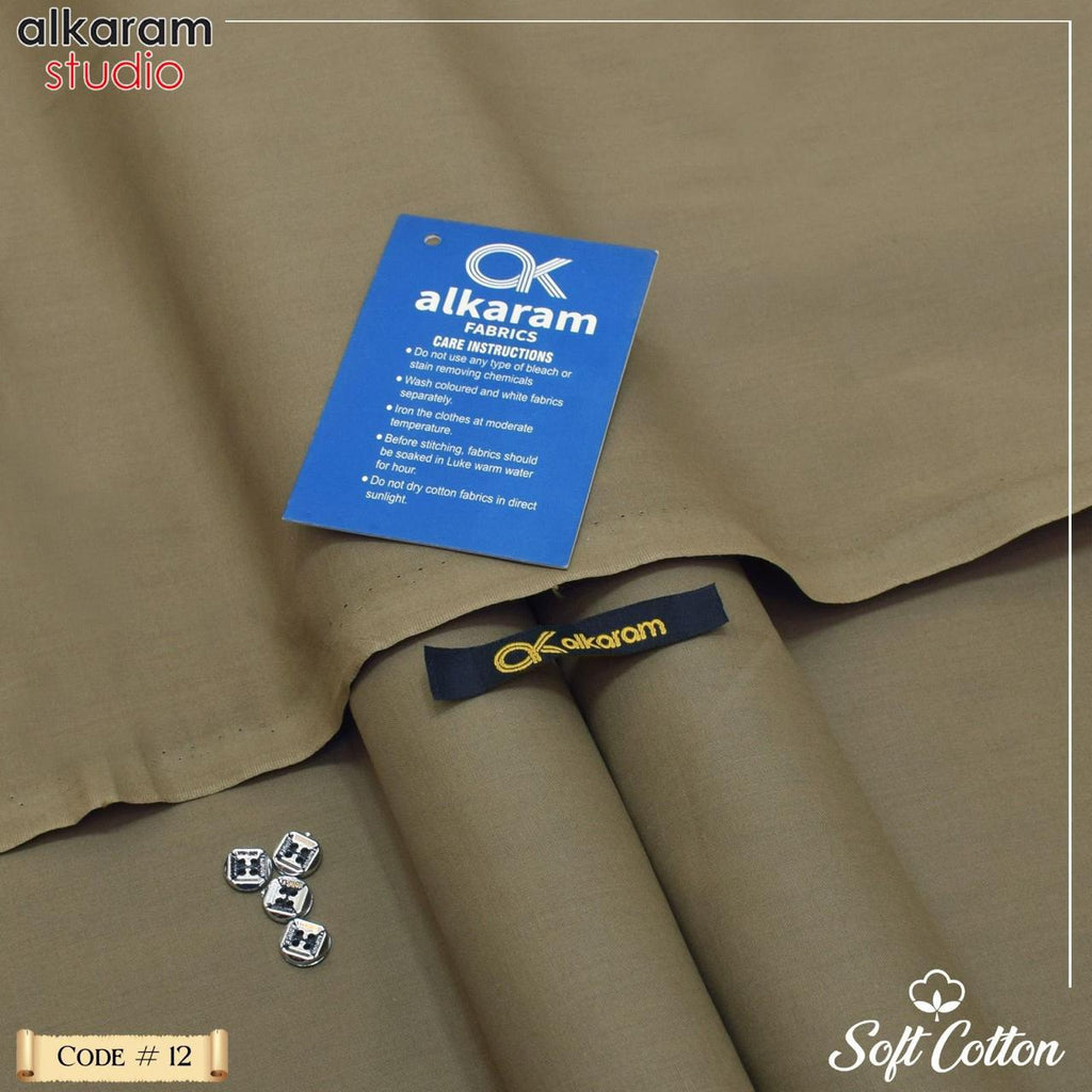Alkaram Fabrics Soft Cotton 4.5 Meter Summer Unstitched Suit | Color Guaranteed