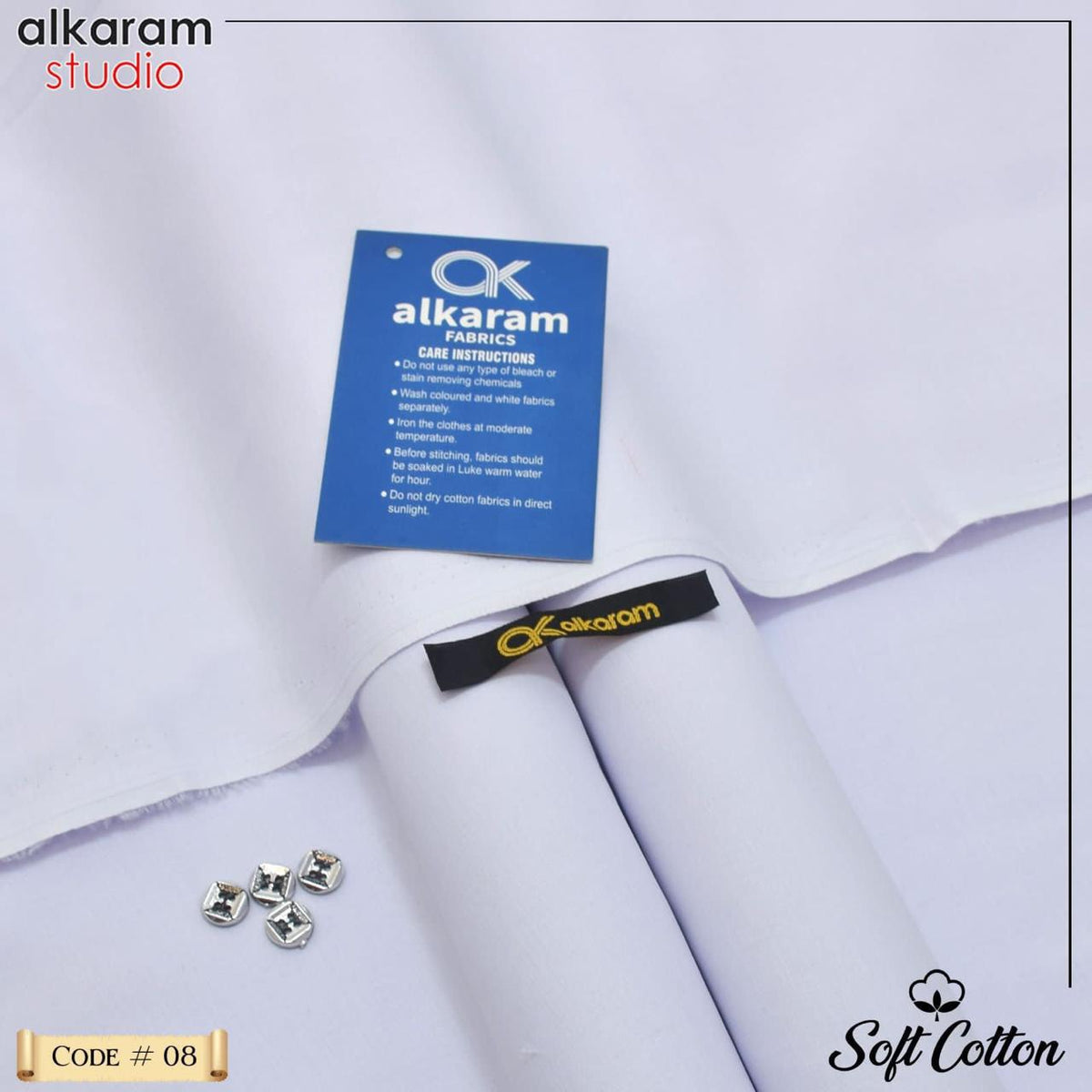 Alkaram Fabrics Soft Cotton 4.5 Meter Summer Unstitched Suit | Color Guaranteed