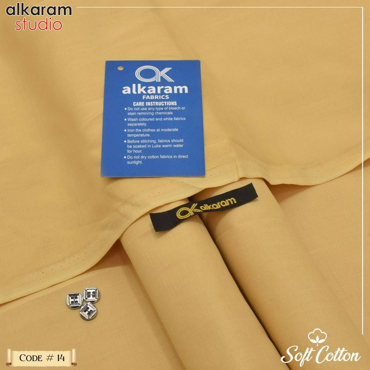 Alkaram Fabrics Soft Cotton 4.5 Meter Summer Unstitched Suit | Color Guaranteed