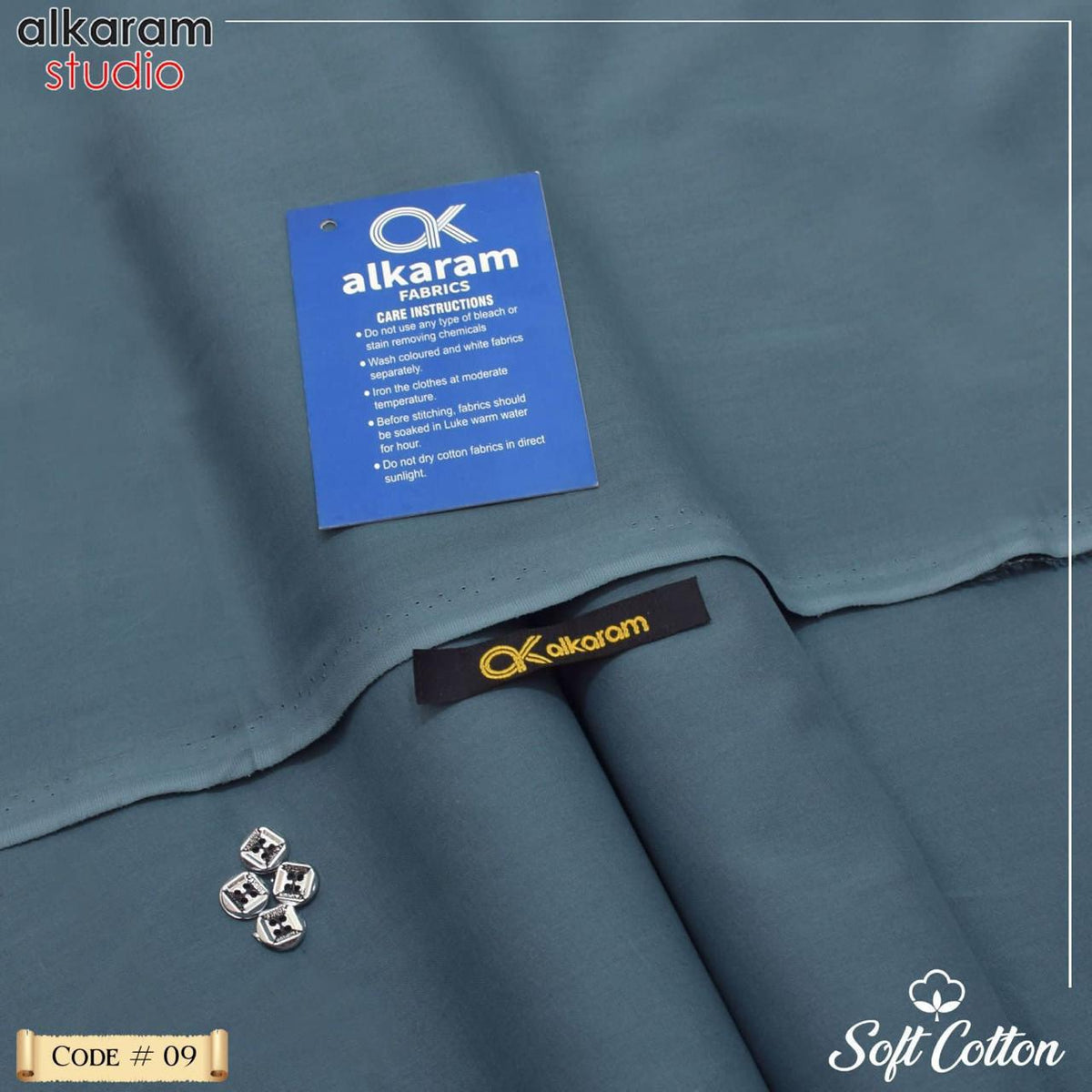 Alkaram Fabrics Soft Cotton 4.5 Meter Summer Unstitched Suit | Color Guaranteed