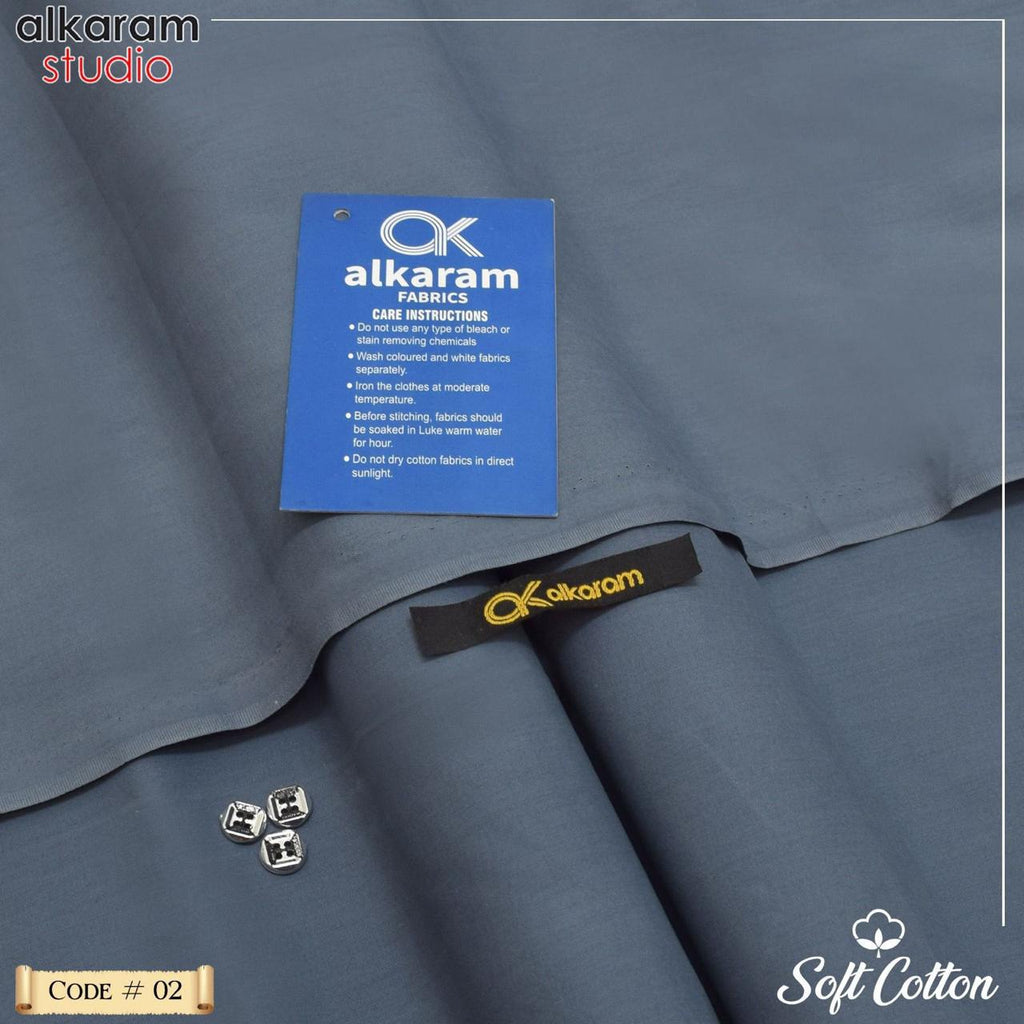 Alkaram Fabrics Soft Cotton 4.5 Meter Summer Unstitched Suit | Color Guaranteed