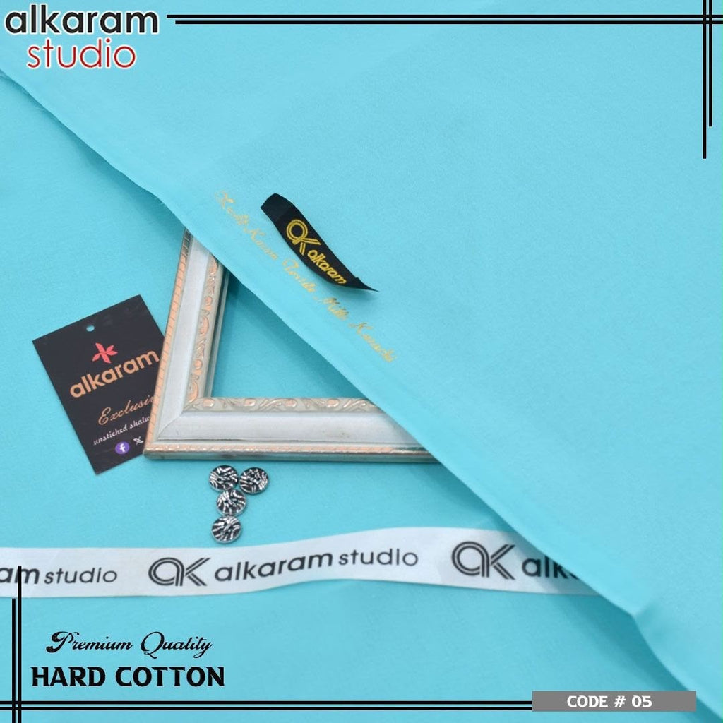 Alkaram Fabrics 4.5 Meter Hard Cotton Unstitched Summer Suit | Color Guaranteed