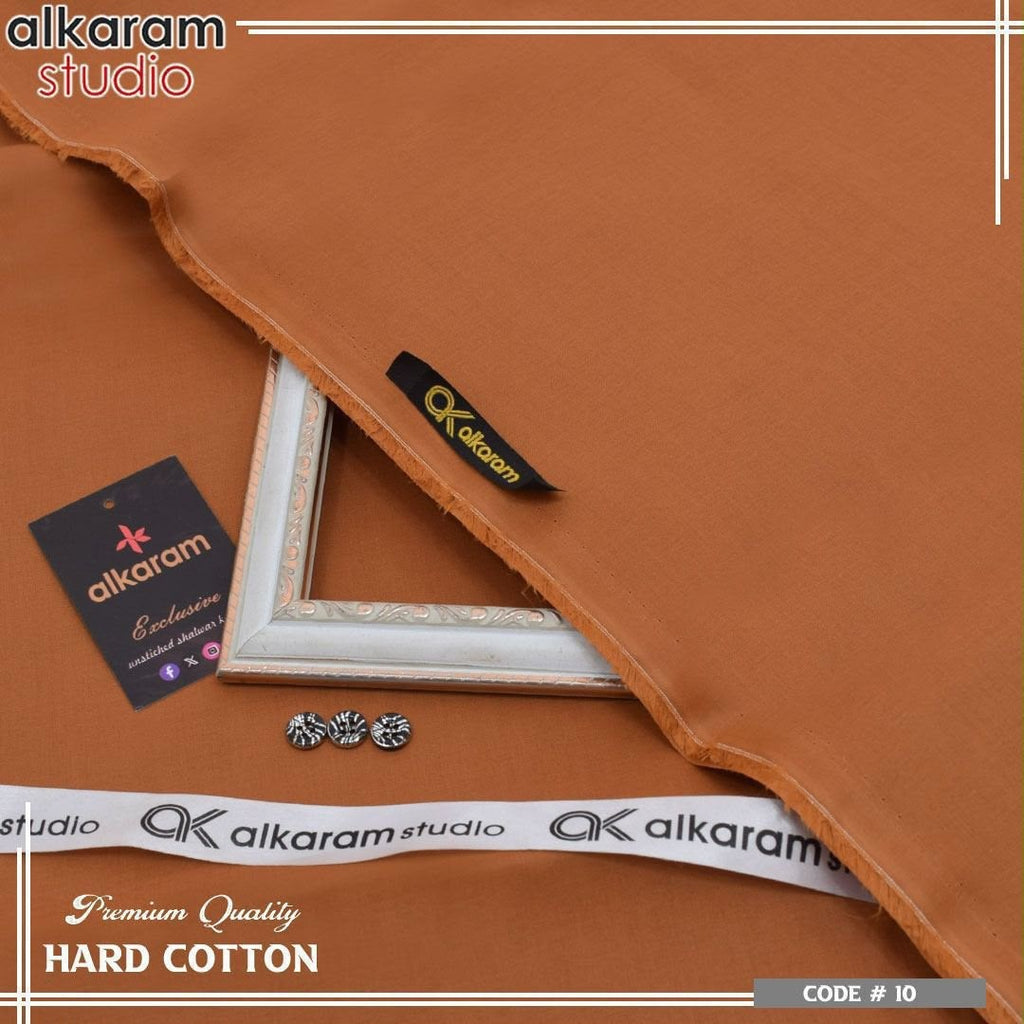 Alkaram Fabrics 4.5 Meter Hard Cotton Unstitched Summer Suit | Color Guaranteed