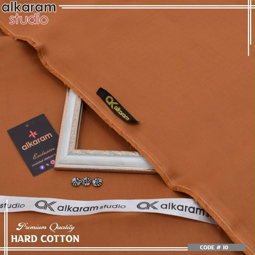 Alkaram Fabrics 4.5 Meter Hard Cotton Unstitched Summer Suit | Color Guaranteed