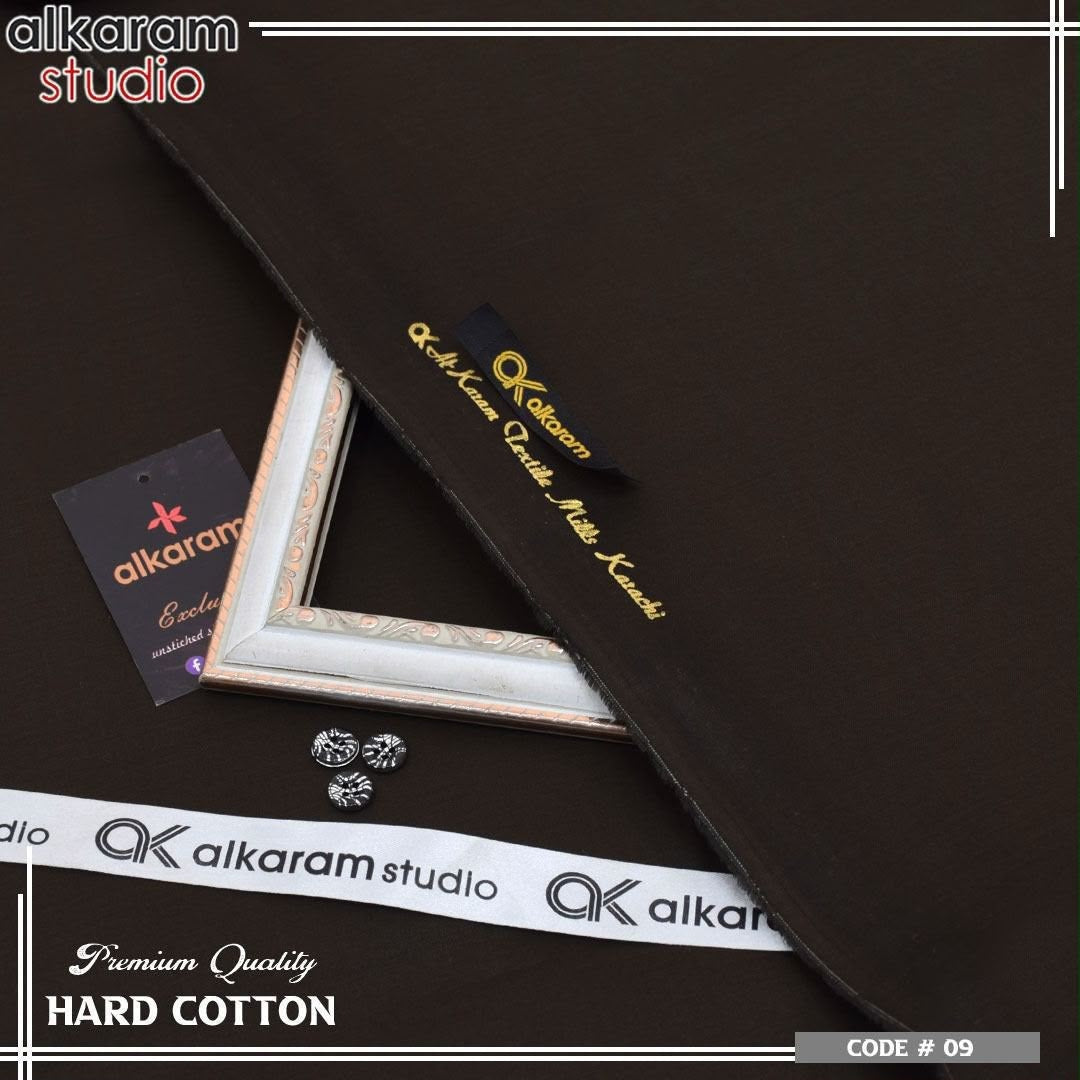 Alkaram Fabrics 4.5 Meter Hard Cotton Unstitched Summer Suit | Color Guaranteed