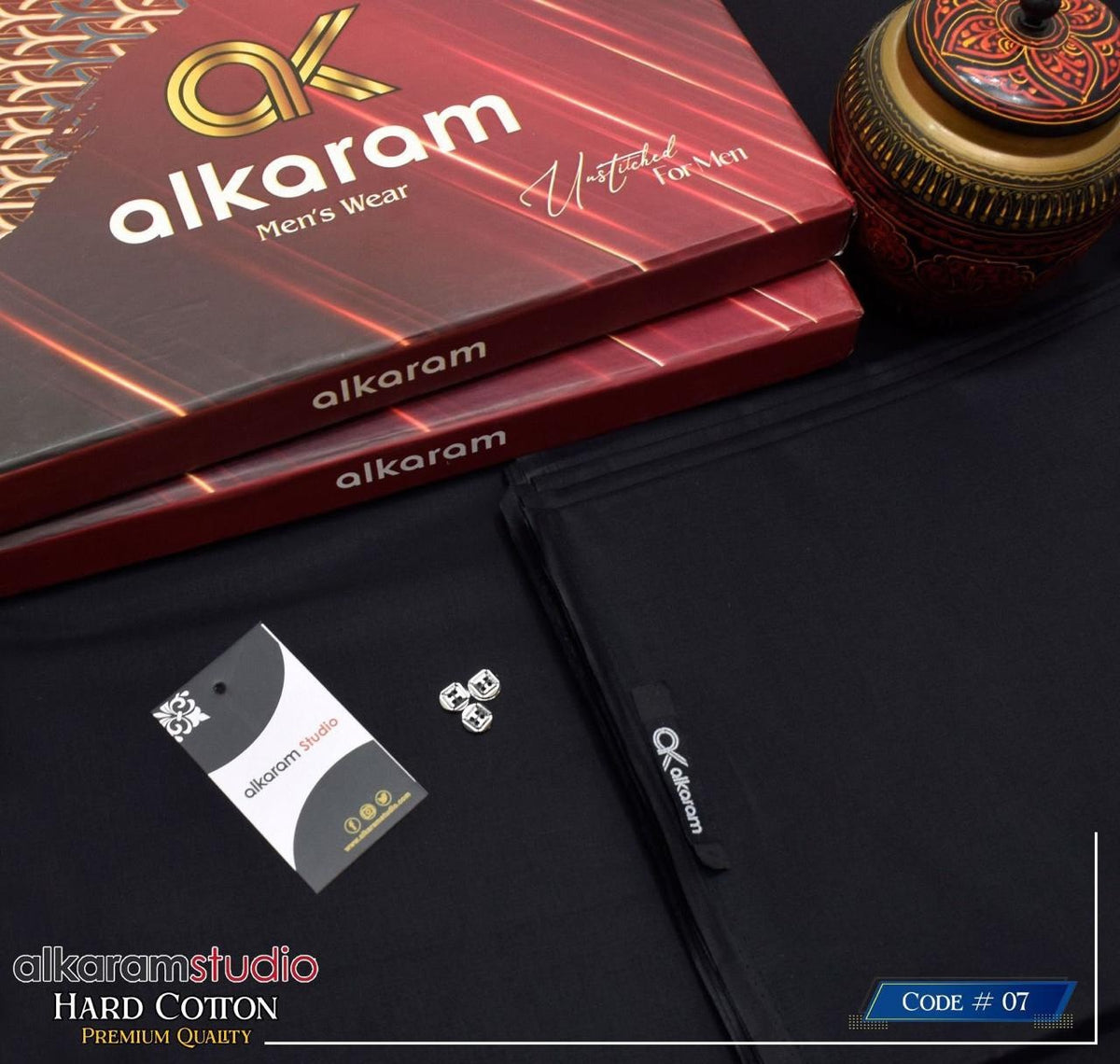 Alkaram Fabrics 4.5 Meter Hard Cotton Unstitched Summer Suit | Color Guaranteed