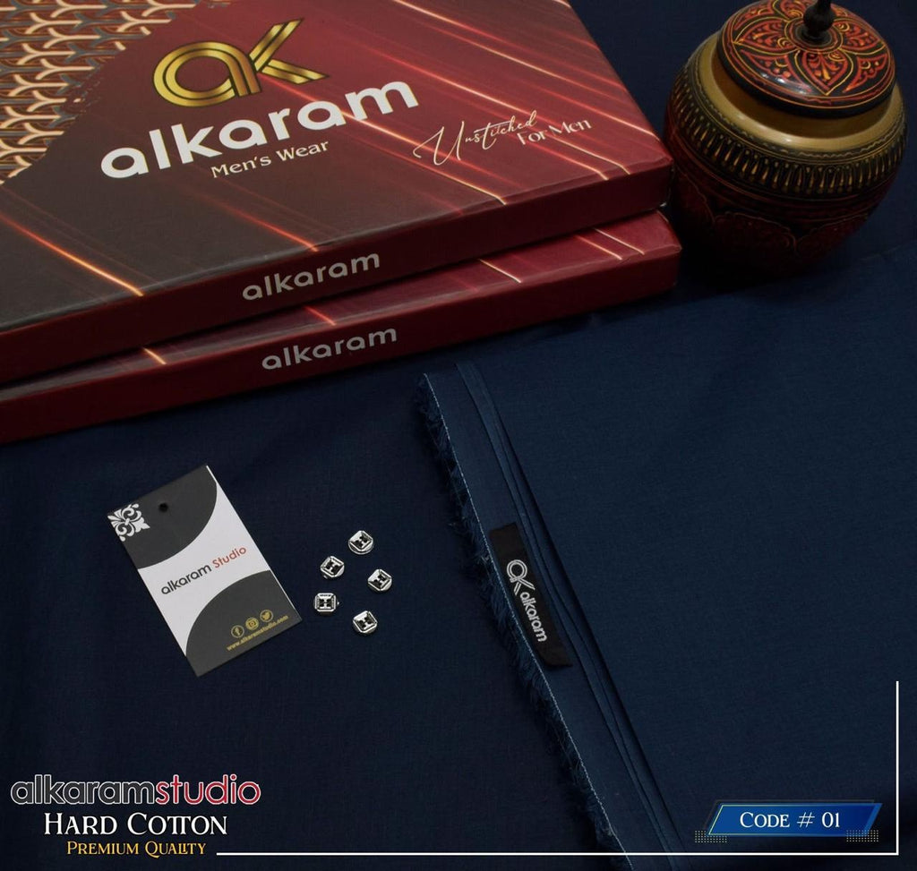 Alkaram Fabrics 4.5 Meter Hard Cotton Unstitched Summer Suit | Color Guaranteed