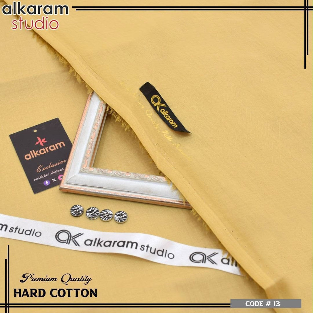 Alkaram Fabrics 4.5 Meter Hard Cotton Unstitched Summer Suit | Color Guaranteed