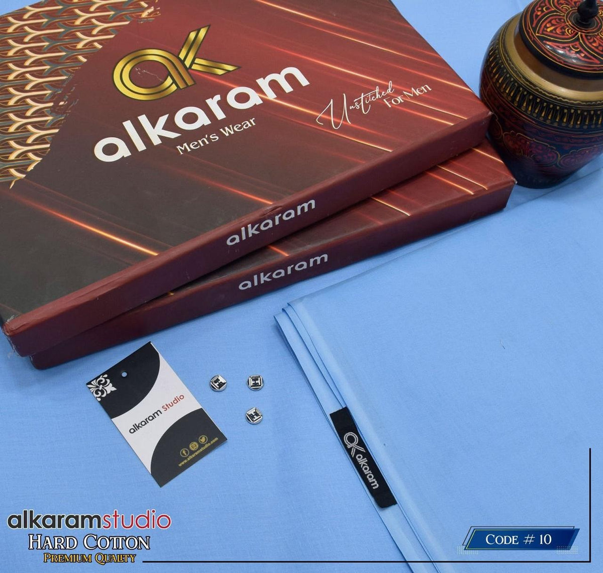 Alkaram Fabrics 4.5 Meter Hard Cotton Unstitched Summer Suit | Color Guaranteed