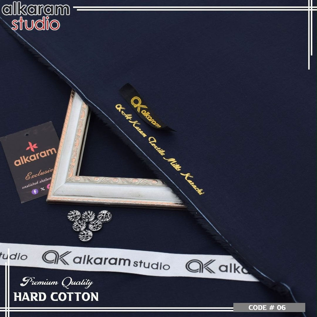 Alkaram Fabrics 4.5 Meter Hard Cotton Unstitched Summer Suit | Color Guaranteed