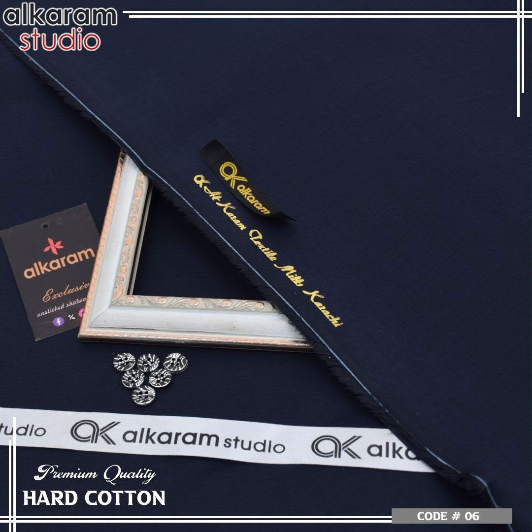 Alkaram Fabrics 4.5 Meter Hard Cotton Unstitched Summer Suit | Color Guaranteed