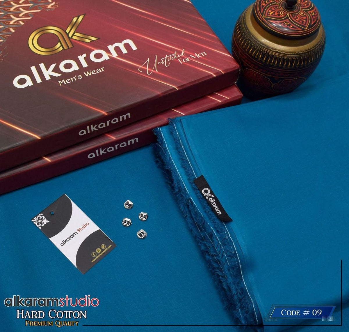 Alkaram Fabrics 4.5 Meter Hard Cotton Unstitched Summer Suit | Color Guaranteed