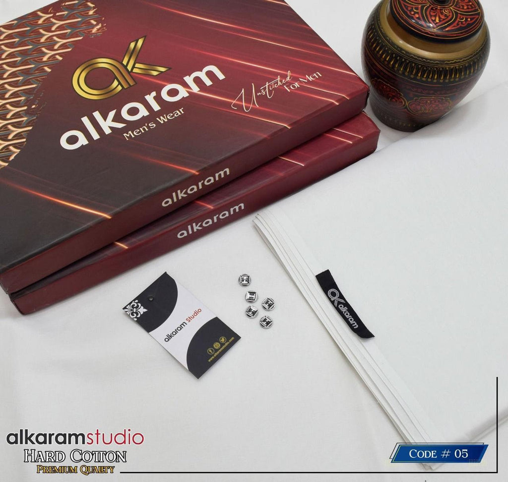 Alkaram Fabrics 4.5 Meter Hard Cotton Unstitched Summer Suit | Color Guaranteed
