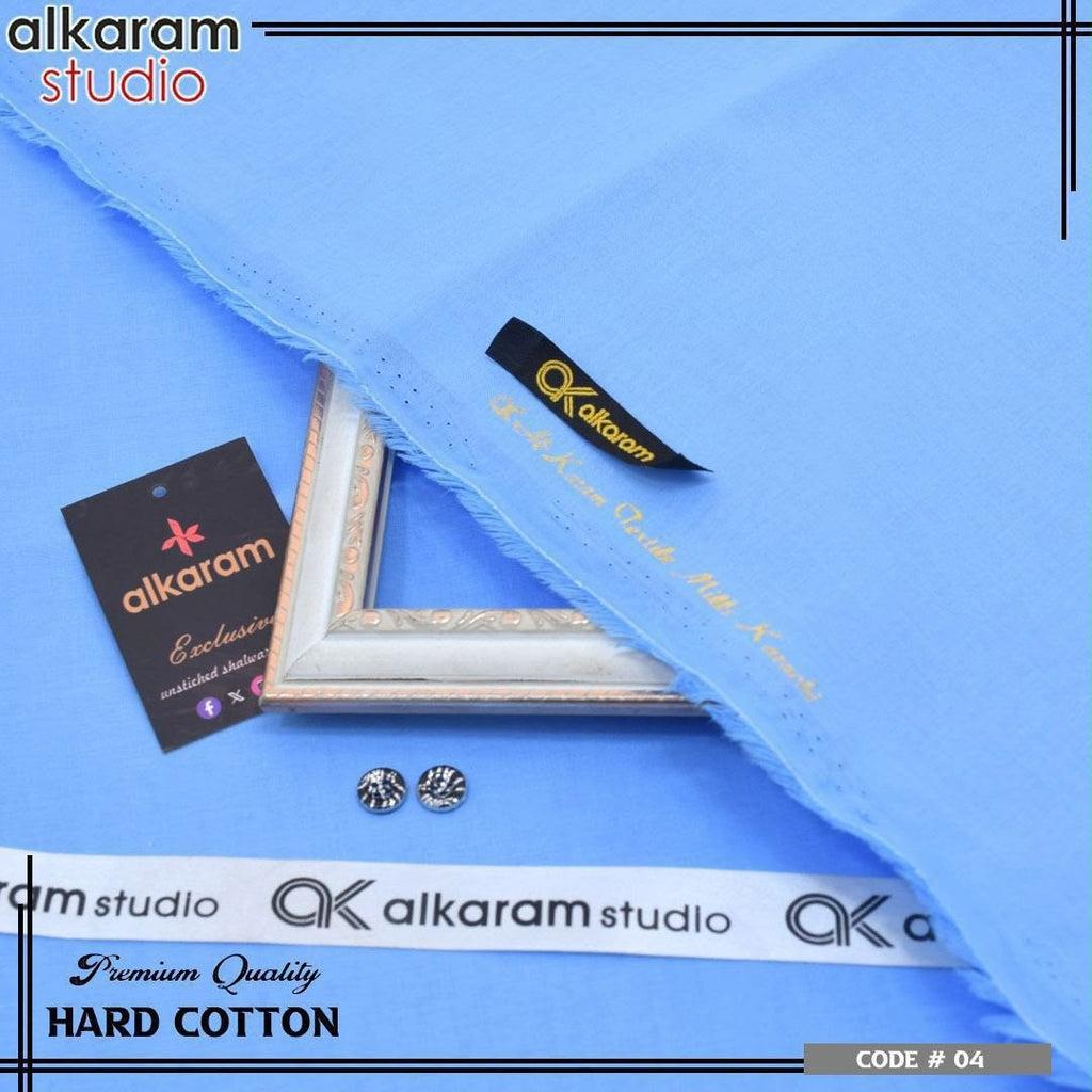 Alkaram Fabrics 4.5 Meter Hard Cotton Unstitched Summer Suit | Color Guaranteed