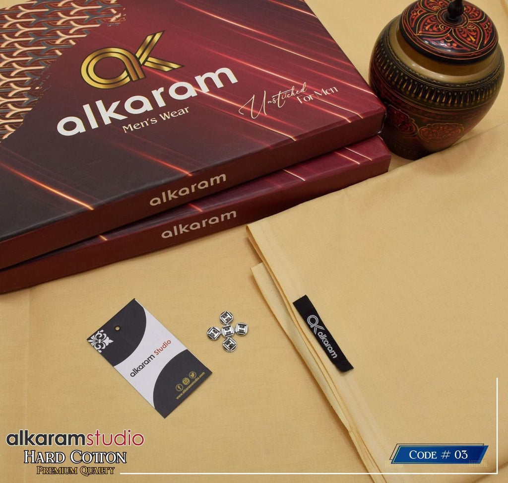 Alkaram Fabrics 4.5 Meter Hard Cotton Unstitched Summer Suit | Color Guaranteed