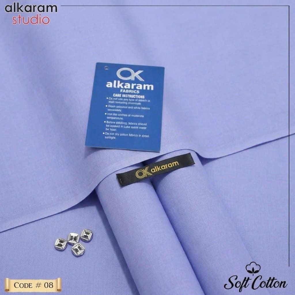 Alkaram Fabrics Soft Cotton 4.5 Meter Summer Unstitched Suit | Color Guaranteed