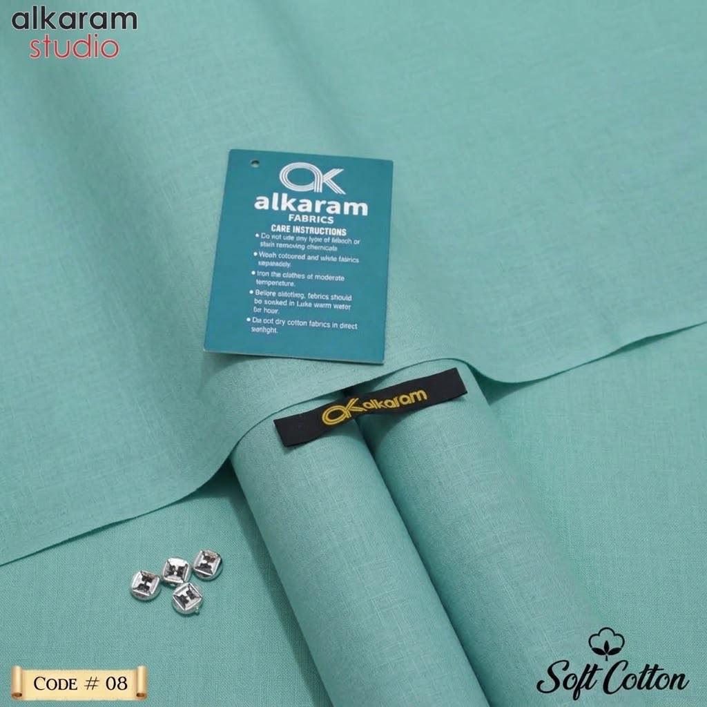 Alkaram Fabrics Soft Cotton 4.5 Meter Summer Unstitched Suit | Color Guaranteed