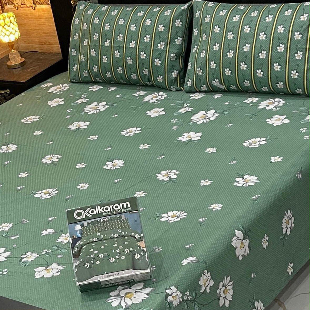 Alkaram 3Pc Mix Cotton King Pair Bedsheets