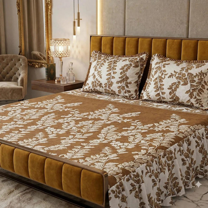 Alkaram 3Pc Stitched 2 Sided Frill Bedsheets