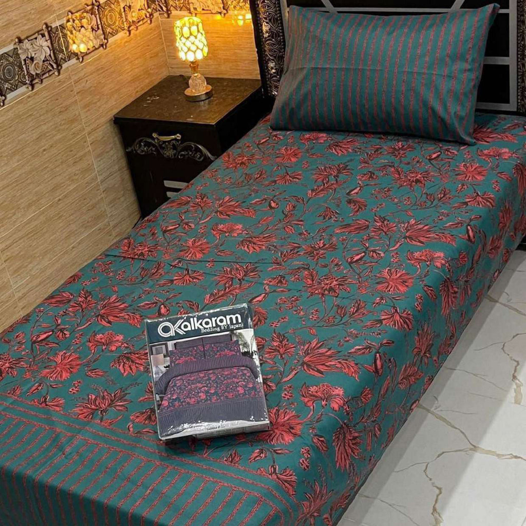 Alkaram 4Pc Mix Cotton Single Pair Bedsheets| Shop Now
