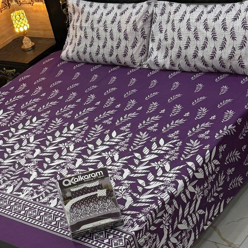 Alkaram 3Pc Mix Cotton King Pair Bedsheets