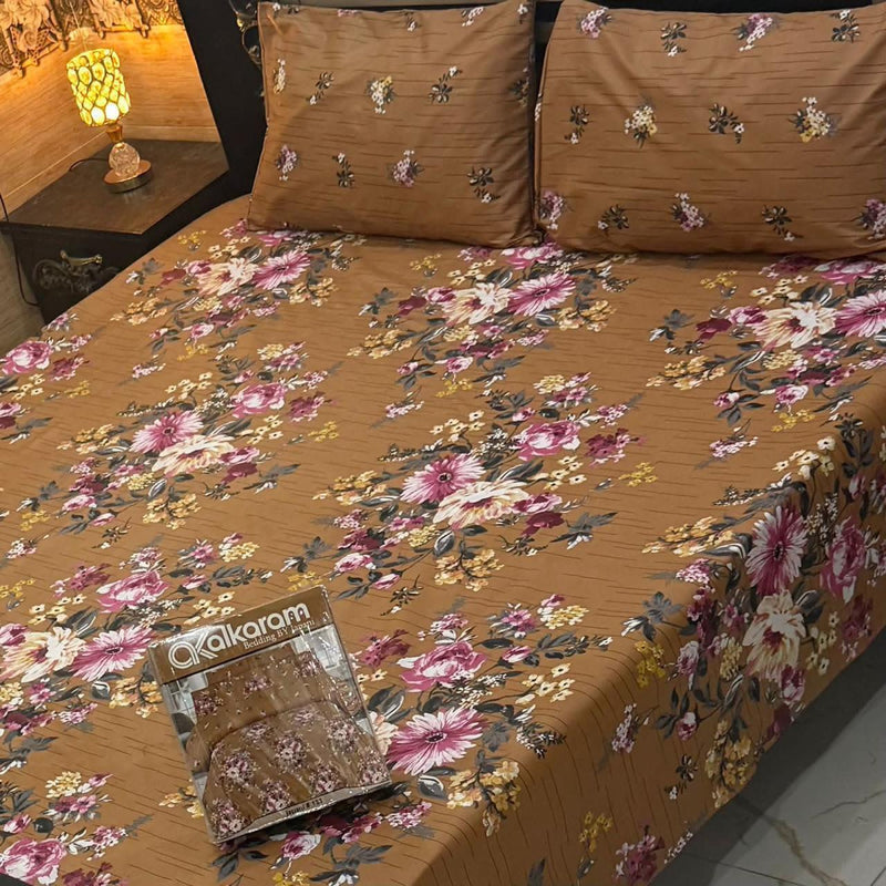 Alkaram 3Pc Mix Cotton King Pair Bedsheets