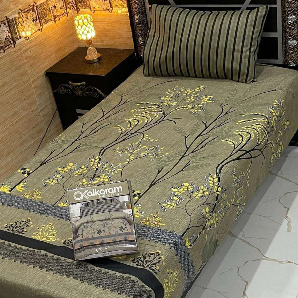 Alkaram 4Pc Mix Cotton Single Pair Bedsheets| Shop Now
