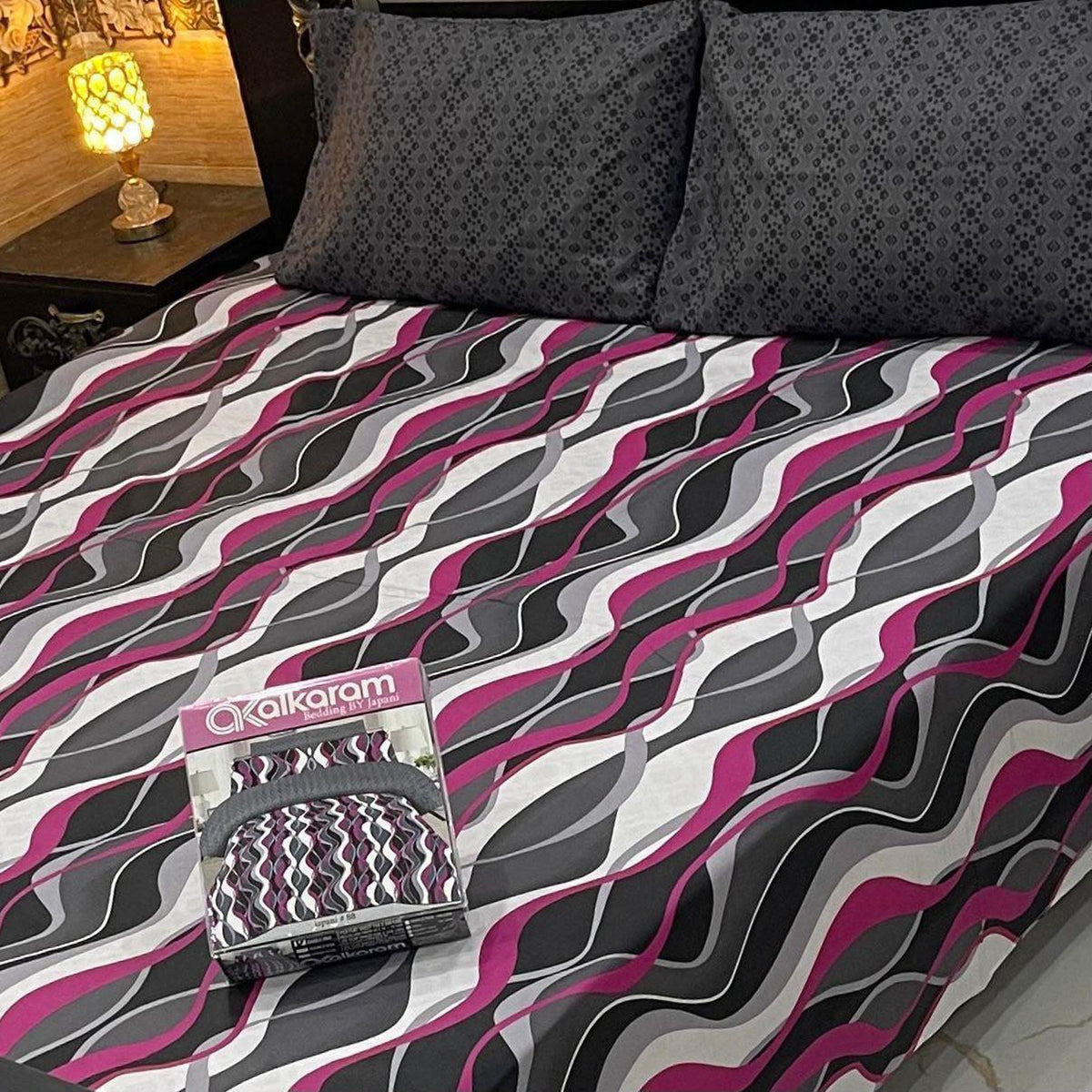 Alkaram 3Pc Mix Cotton King Pair Bedsheets