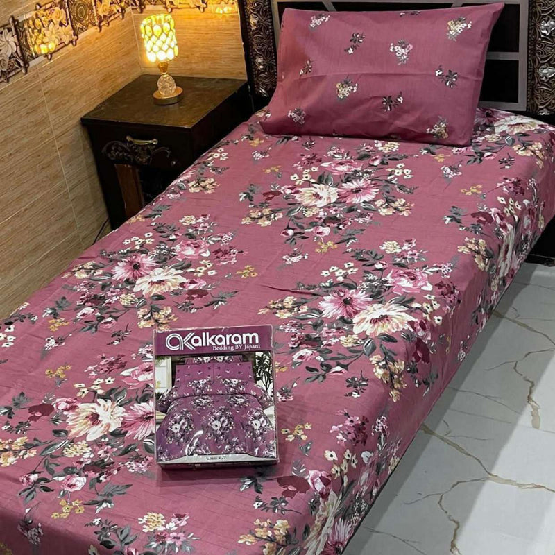 Alkaram 4Pc Mix Cotton Single Pair Bedsheets| Shop Now