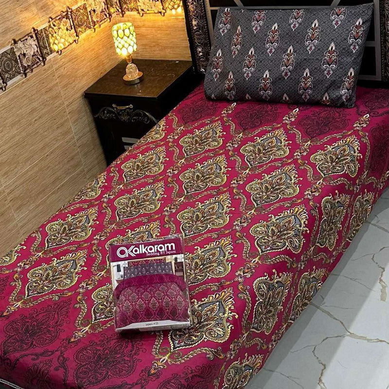 Alkaram 4Pc Mix Cotton Single Pair Bedsheets| Shop Now