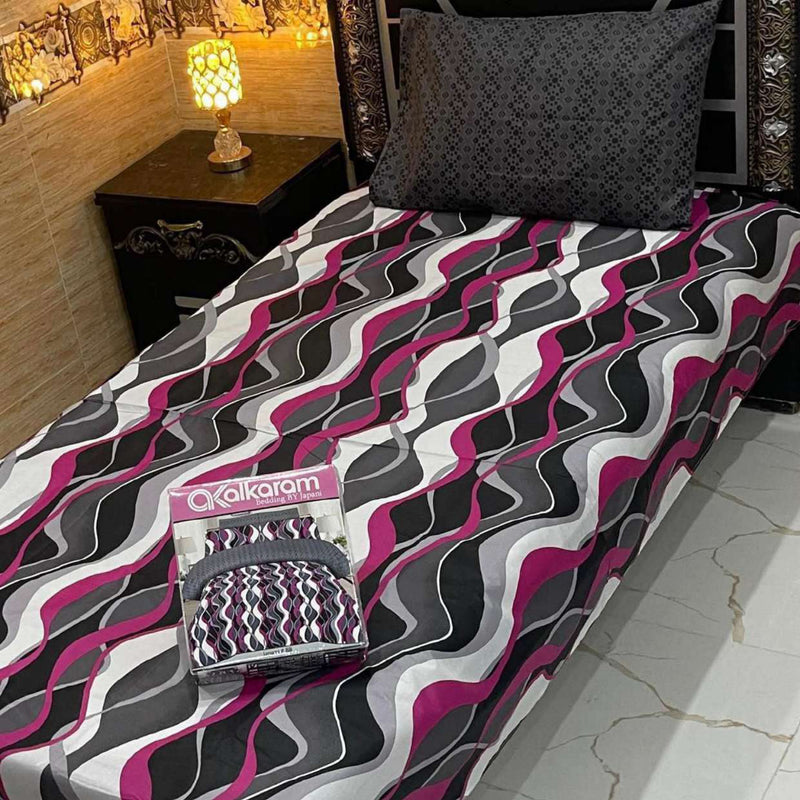 Alkaram 4Pc Mix Cotton Single Pair Bedsheets| Shop Now