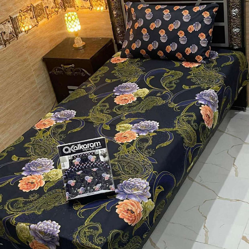 Alkaram 4Pc Mix Cotton Single Pair Bedsheets| Shop Now