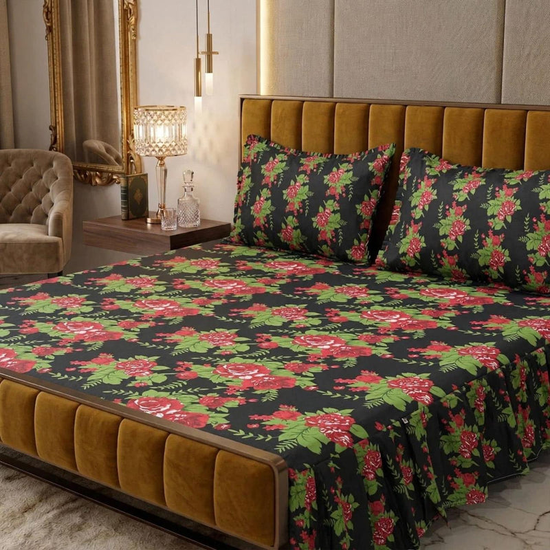 Alkaram 3Pc Stitched 2 Sided Frill Bedsheets