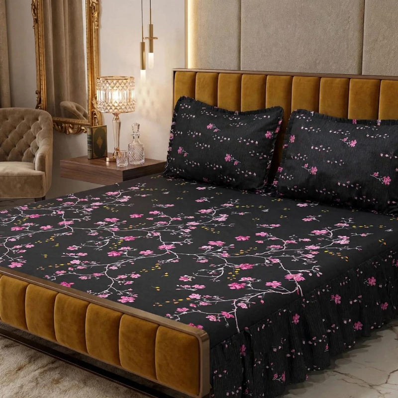 Alkaram 3Pc Stitched 2 Sided Frill Bedsheets