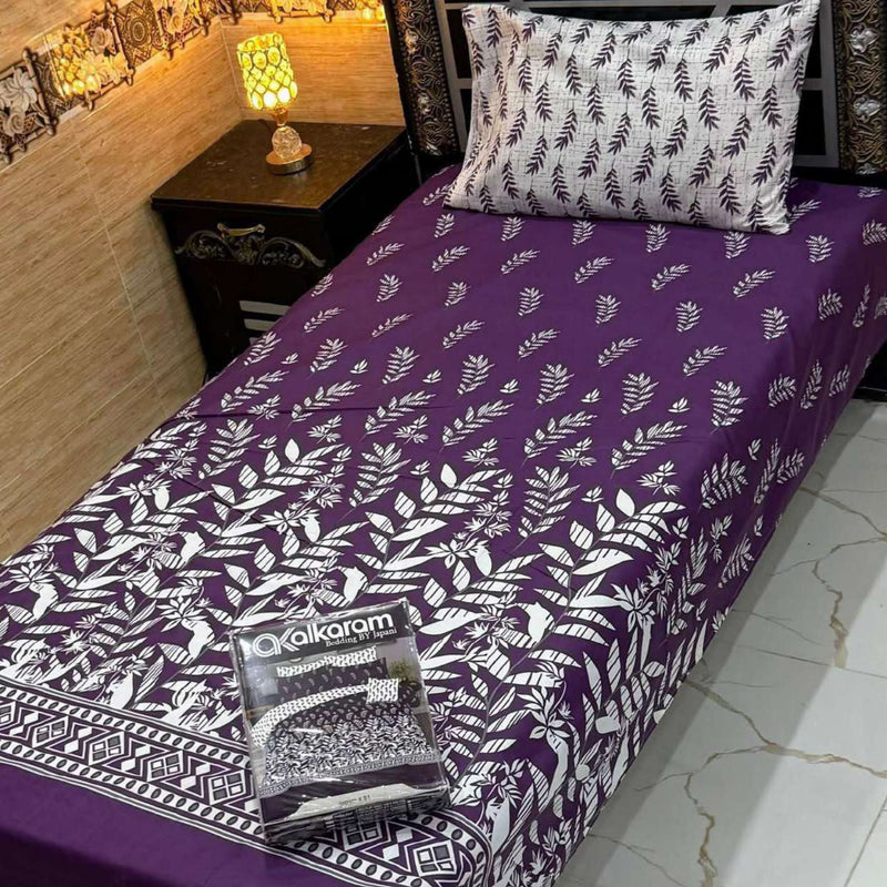 Alkaram 4Pc Mix Cotton Single Pair Bedsheets| Shop Now