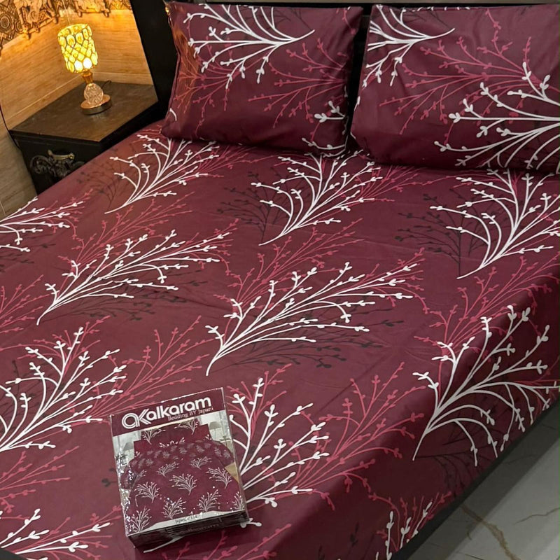 Alkaram 3Pc Mix Cotton King Pair Bedsheets