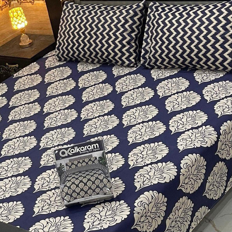 Alkaram 3Pc Mix Cotton King Pair Bedsheets