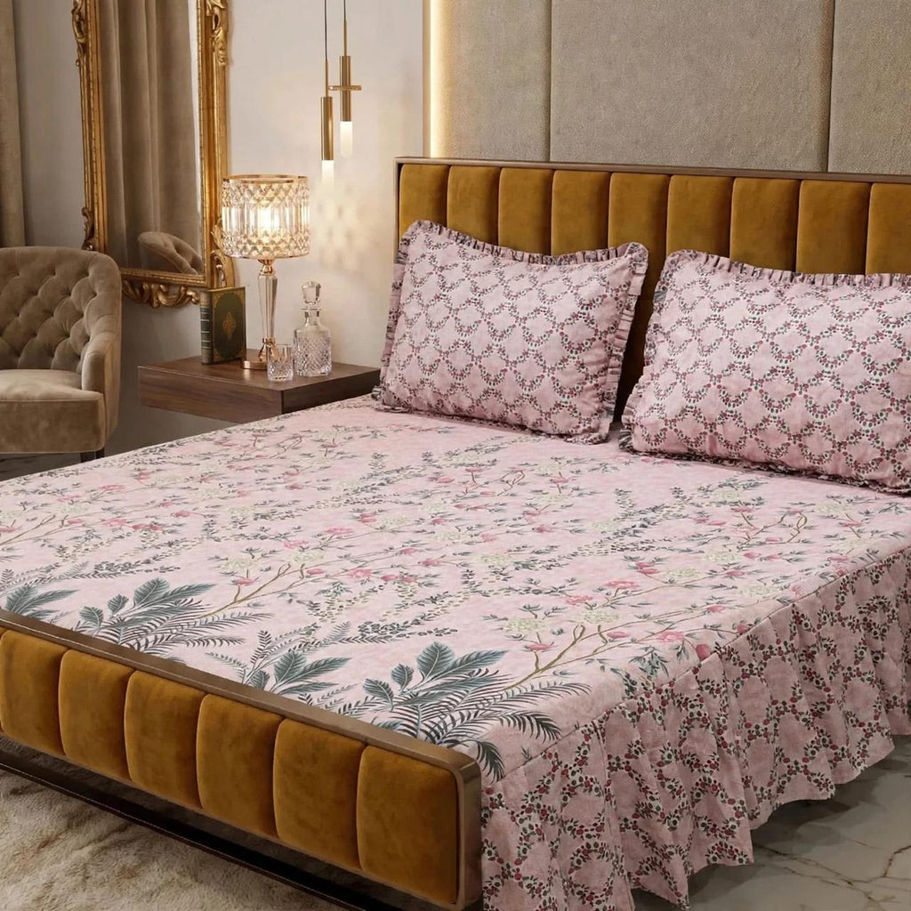 Alkaram 3Pc Stitched 2 Sided Frill Bedsheets